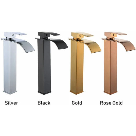 Waterfall Faucet Bathroom Sink Faucet Brass Basin Faucet Tall Single Handle Hot And Cold Mixer Basin Faucet With 2 Pipes Rose Gold - Image 2