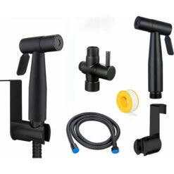 Black Stainless Steel Toilet Shower Kit Toilet Faucet With Sprayer For Daily Personal Hygiene, Wall Hose Set