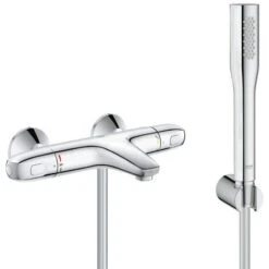 Grohe Bath/shower Set Grohtherm 1000 Thermostatic Mixer + Euphoria Cosmopolitan 1 Jet Stick Shower, Chrome (34155003-Euphoria)