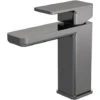 Nuie Windon Brushed Gunmetal Mono Basin Mixer Tap With Push Button Waste - WIN705
