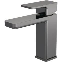 Nuie Windon Brushed Gunmetal Mono Basin Mixer Tap With Push Button Waste - WIN705