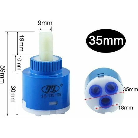 Ceramic Faucet Replacement Inner 3Pcs Ceramic Cartridge Cartridge Controller Faucet Replacement Faucet For Bathroom Mixer Tap (Blue 35Mm) - Image 2