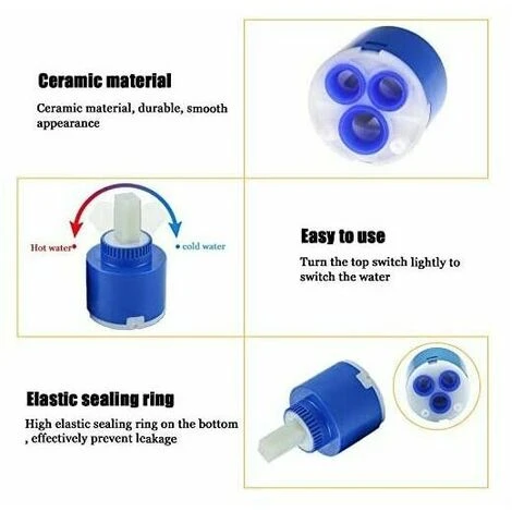 Ceramic Faucet Replacement Inner 3Pcs Ceramic Cartridge Cartridge Controller Faucet Replacement Faucet For Bathroom Mixer Tap (Blue 35Mm) - Image 3