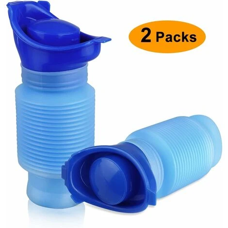 Emergency Portable Urinal Male And Female Retractable Urinals Adult Urine Bottle Travel Potty For Car Emergencies Small Urine Pot Toilet For Camping Hiking 2 Pieces - Image 2