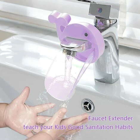 Rallonge De Robinet – Utilisation Facile Pour Le Lavage Des Mains Pour Les Enfants, Les Tout-petits, Les Bébés Et Les Enfants, Couvercle Universel De Bec De Bain à Motif Baleine (violet) - Image 2