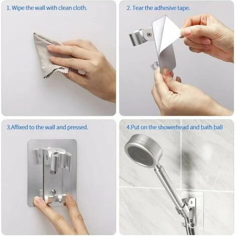Shower Bracket, No Need To Drill Holes To Install Strong Glue With Screw Mounting Holes, The Bracket Can Be Adjusted 90 Degrees, Strong Adhesion, Waterproof - Image 3
