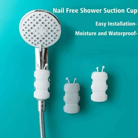Shower Head Holder, Punch Free Silicone Suction Cup Shower Head Wall Mount Holder No Drill Needed For Marble Glass Metal Ceramic (White) - Image 3