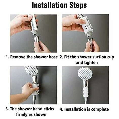 Shower Head Holder, Punch Free Silicone Suction Cup Shower Head Wall Mount Holder No Drill Needed For Marble Glass Metal Ceramic (White) - Image 5