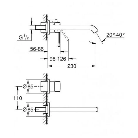 Grohe Essence Single Lever Basin Mixer Set 2-hole Basin Mixer Size L Hard Graphite Brushed + Concealed Body (19967AL1-SET) - Image 4