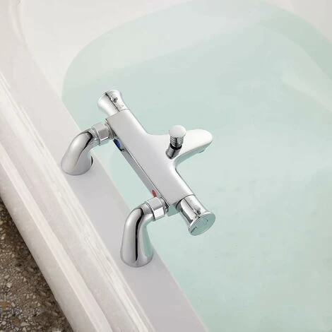 Thermostatic Bathtub Mixer,with 38° Safety Knob Thermostatic Bath Shower Mixer,Thermostatic Bathtub Faucet,Chrome,Brass - Image 2
