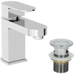 Modern Bathroom Mono Basin Mixer Tap Slotted Waste Chrome Lever