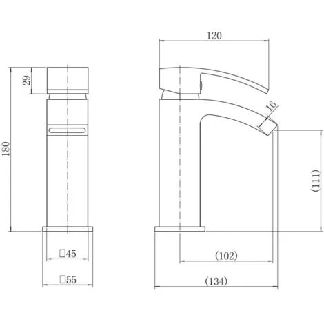 Modern Mono Basin Sink Mixer Tap Slotted Waste Curved Spout Chrome Bathroom - Image 3