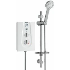 Bristan Glee Electric Shower 9.5kW White Modern Chrome Round Head Wall Mounted
