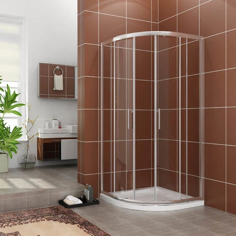 ELEGANT 800 X 800 Mm Quadrant Shower Enclosure Cubicle 6mm Easy Clean Glass Door Right Entry + Stone Tray + Waste Trap - Image 2