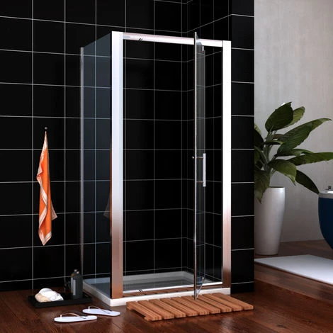 ELEGANT 760 X 760 Mm Pivot Hinge Shower Enclosure 5mm Safety Glass Shower Screen Reversible Cubicle Door With Side Panel Set - Image 2