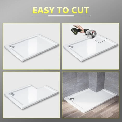 ELEGANT Rectangular 1000 X 800 X 40 Mm Stone Tray For Shower Enclosure Cubicle + Waste Trap - Image 3