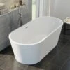 Luxury Evettes Modern Freestanding Bath 1500mm Acrylic Built In Waste White