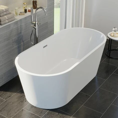 Luxury Evettes Modern Freestanding Bath 1500mm Acrylic Built In Waste White