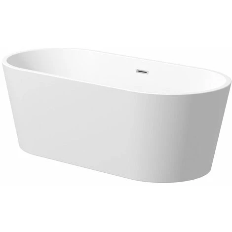 Luxury Evettes Modern Freestanding Bath 1500mm Acrylic Built In Waste White - Image 3