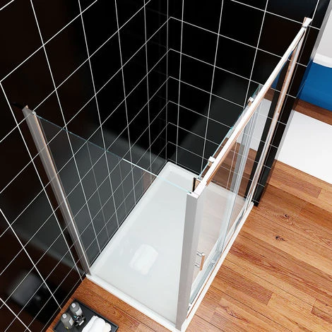ELEGANT 1000 X 800 Mm Sliding Shower Enclosure 6mm Glass Reversible Cubicle Door Screen Panel With Shower Tray And Waste + Side Panel - Image 3