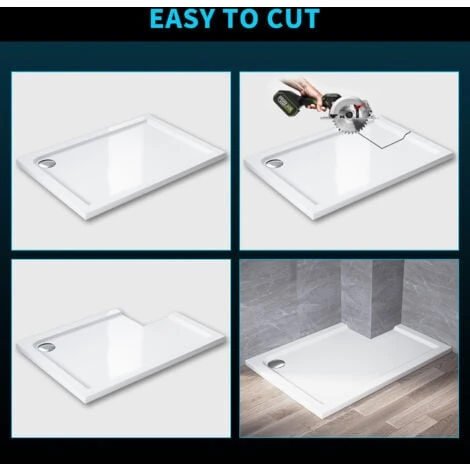 ELEGANT Rectangular 1000 X 700 X 40 Mm Stone Tray For Shower Enclosure Cubicle + Waste Trap - Image 3