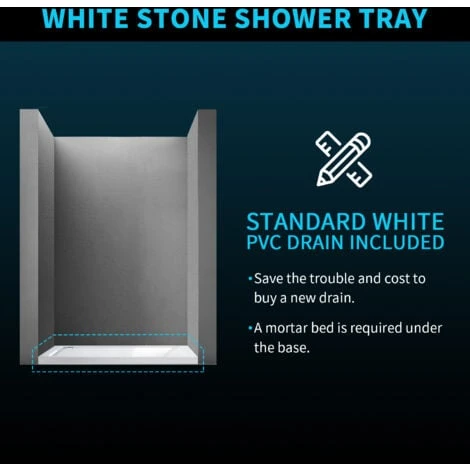 ELEGANT Rectangular 1000 X 700 X 40 Mm Stone Tray For Shower Enclosure Cubicle + Waste Trap - Image 5