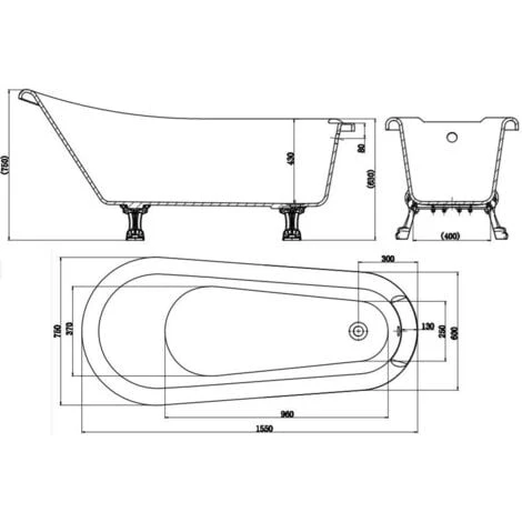 Traditional Buxton Freestanding Bath Single Ended Dragon Feet 1550 Acrylic White - Image 5