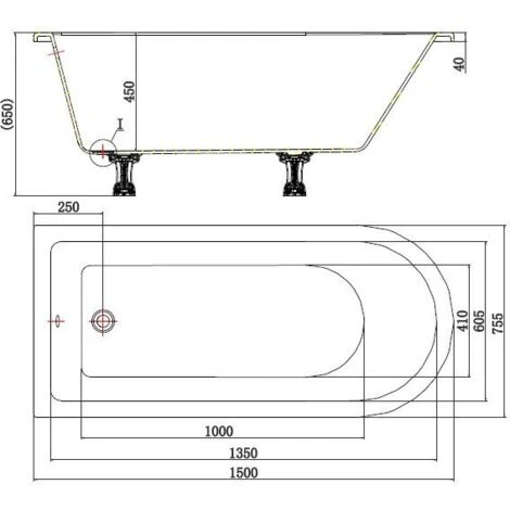 Traditional Freestanding Bath Roll Top Single Ended Dragon Feet 1500mm Worcester - Image 5
