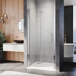 ELEGANT Frameless Bifold Shower Door 800mm Reversible Folding Shower Door