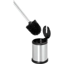 Aero Freestanding Stainless Steel Toilet Brush & Holder, Grey Finish
