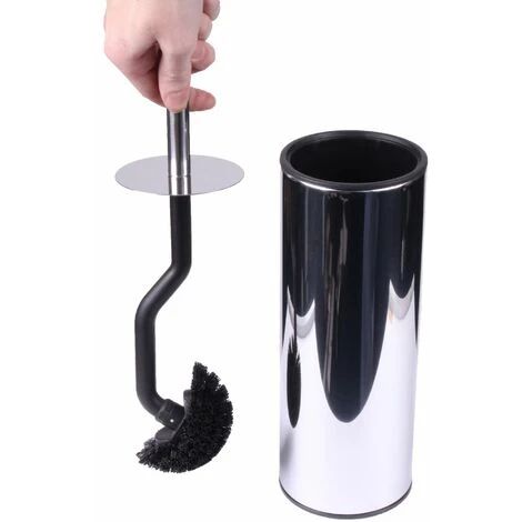 Nexus Freestanding Toilet Brush Holder With Curved Brush, Mirror Finish - Image 2