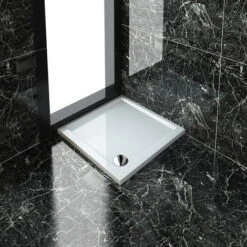 ELEGANT Stone Tray For Shower Enclosure Cubicle + Waste Trap Square 760 X 760 X 40 Mm
