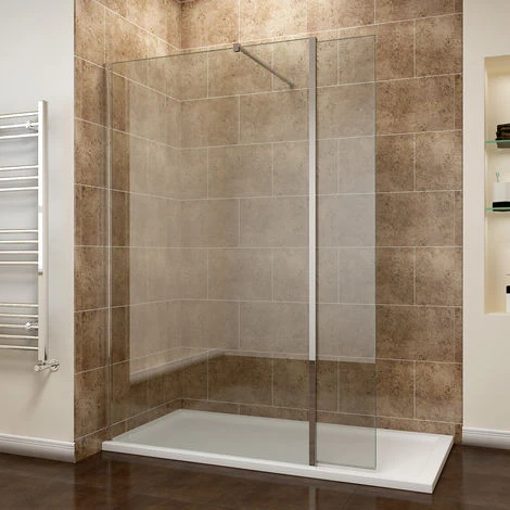 ELEGANT Walk In Shower Enclosure Wetroom Shower Glass Panel With 300mm Flipper Panel 760mm - Image 2