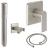 Milano Ashurst - Modern Brushed Nickel Manual Mixer Shower Valve With Hand Shower Handset Kit