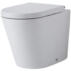 Milano Rivington - White Ceramic Modern Back To Wall Toilet Pan WC And Soft Close Seat