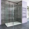 ELEGANT 1400 X 800 Mm Walk In Wetroom Shower Enclosure Panel With Stone Tray And 300mm Flipper Panel