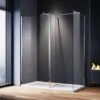 ELEGANT Walk In Shower Enclosure 8mm Easy Clean Glass 800mm Wetroom Shower Glass Panel With 800mm Side Panel And 300mm Flipper Panel