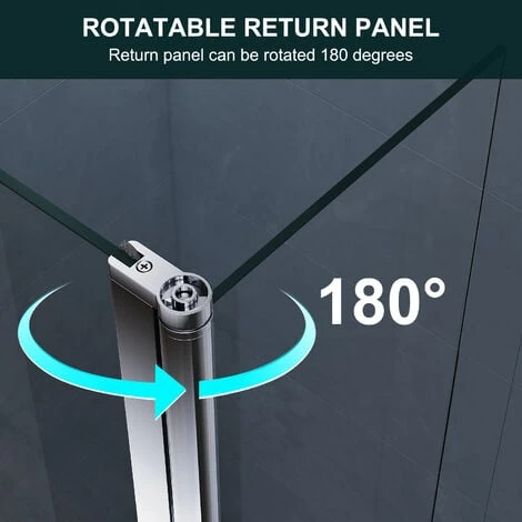 ELEGANT Walk In Shower Enclosure 8mm Easy Clean Glass 800mm Wetroom Shower Glass Panel With 800mm Side Panel And 300mm Flipper Panel - Image 4