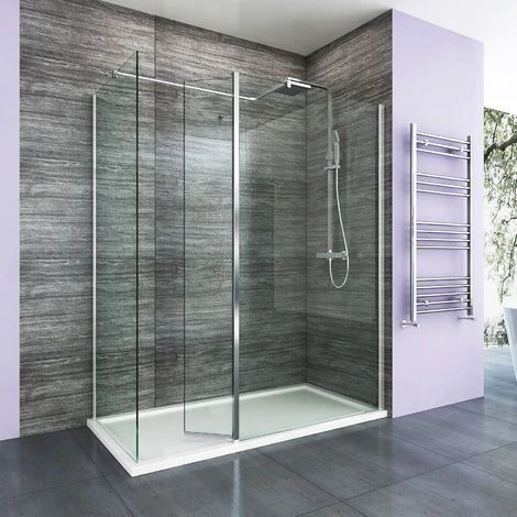 ELEGANT Walk In Shower Enclosure 8mm Easy Clean Glass 800mm Wetroom Shower Glass Panel With 800mm Side Panel And 300mm Flipper Panel - Image 5