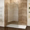 ELEGANT 1200mm Frameless Wet Room Shower Screen Panel 8mm Easy Clean Glass Walk In Shower Enclosure With 1200x900mm Tray And Support Bar