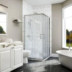 ELEGANT 800 X 800 Mm Shower Enclosure Corner Entry Shower Cubicle Square Sliding Doors