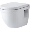 Milano Newby - White Ceramic Modern Bathroom Wall Hung Toilet WC And Soft Close Seat