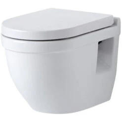 Milano Newby - White Ceramic Modern Bathroom Wall Hung Toilet WC And Soft Close Seat
