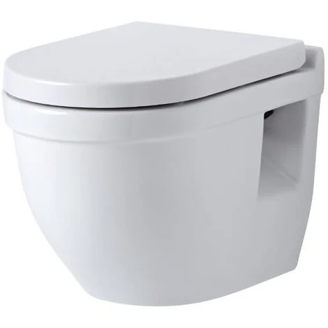 Milano Newby - White Ceramic Modern Bathroom Wall Hung Toilet WC And Soft Close Seat
