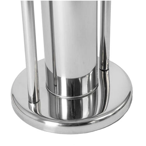 Toilet Brush & Paper Holder With Round Base Tissue Roll Storage, Silver - Image 4