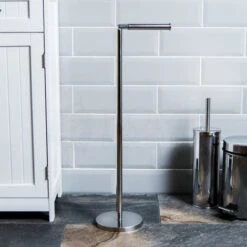 Folding Toilet Roll Holder Tissue Paper Storage, Silver