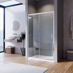 ELEGANT 1200mm Sliding Shower Door 6mm Toughened Glass Bathroom Screen Panel Reversible Shower Door For Bath