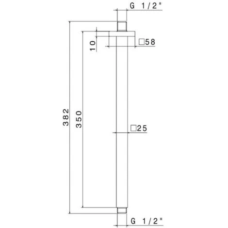 Vema Square Ceiling Mounted Shower Arm - Chrome - Image 2