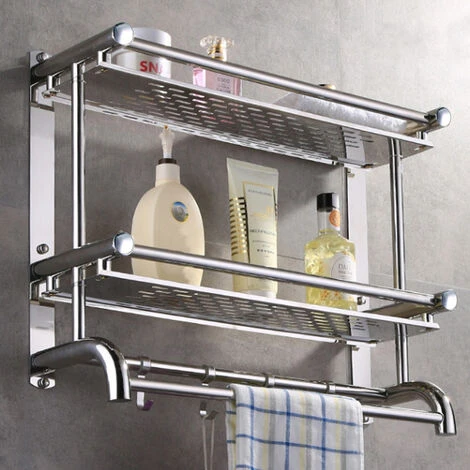 Livingandhome Stainless Steel Wall Mounted Towel Rail Holder - Image 2