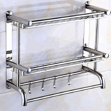 Livingandhome Stainless Steel Wall Mounted Towel Rail Holder - Image 4